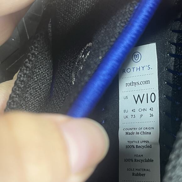 Rothy's Womens Size 10 The Flat Black Flats White Halo Round Toe Comfort Shoes - Picture 10 of 10